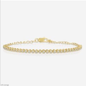 Mini Diamond Tennis Bracelet by Ring Concierge, 14k Yellow Gold Genuine Diamonds